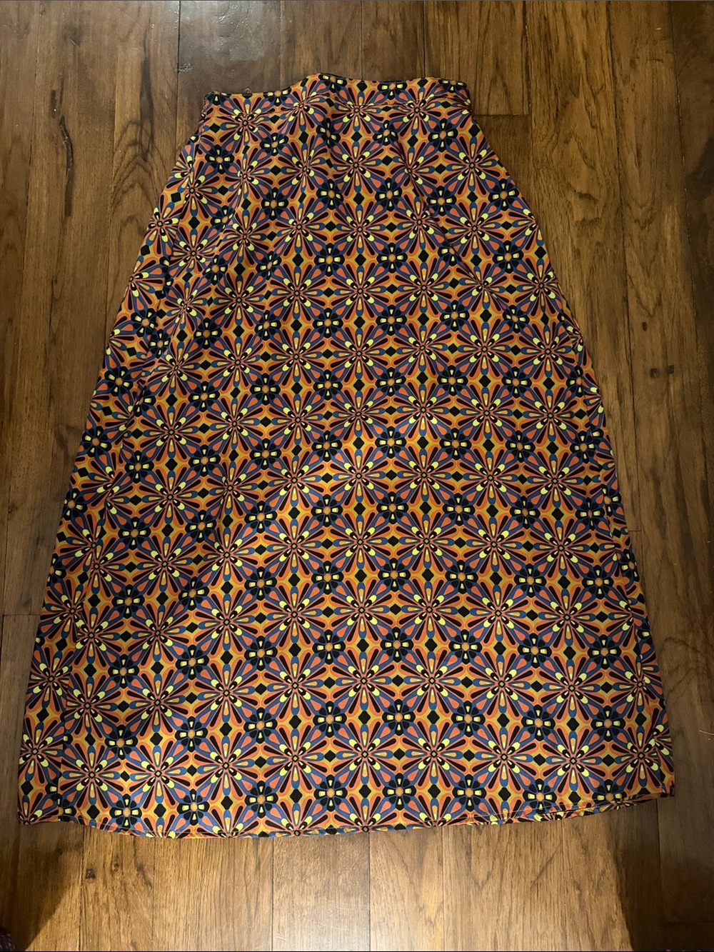 ivy jane Orange and Navy Geometric Floral Midi Skirt